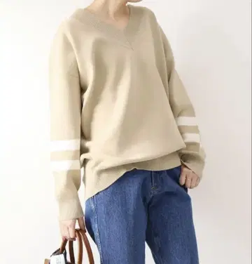 컨디션 최상 스픽 앤 스팬 코튼 스무스 라인 V 풀오버
