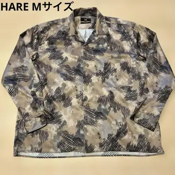 새상품급 HARE 하레 M 사이즈 셔츠 남성용 올 패턴 오픈 카라 긴팔