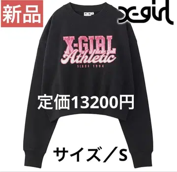 엑스걸 X-girl 인조 모피 로고 컴팩트 맨투맨 탑