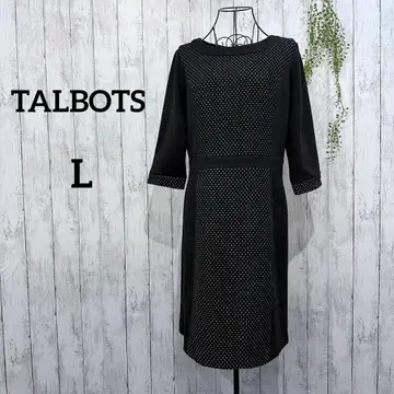 탈봇 L 울 혼방 도트 무늬 원피스 7부 소매 블랙 새상품급
