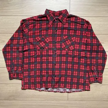 새상품급 70s 80s 블랙택 JC Penny 프린트 플란넬 셔츠 XL