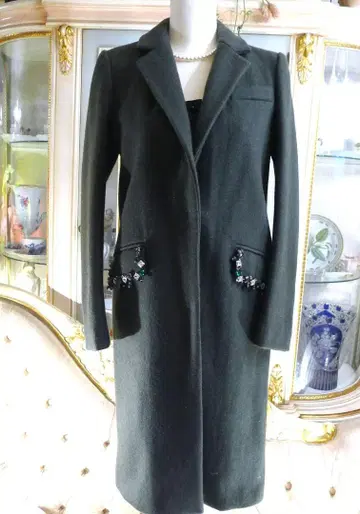 [ Moon ] 포켓의 스톤이 악센트! 그린 계열 울 코트