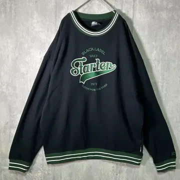 빅 자수 로고 링거 맨투맨 블랙 그린 XL Starter black