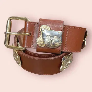 벨트 쇼와 레트로 빈티지 고양이 키즈 구제 의류 걸리시 팬시