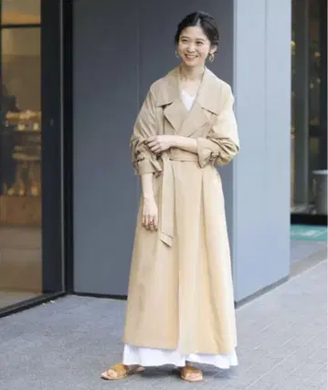 SLOBE IENA 뉴앙스 BIG 칼라 코트 베이지 트렌치코트