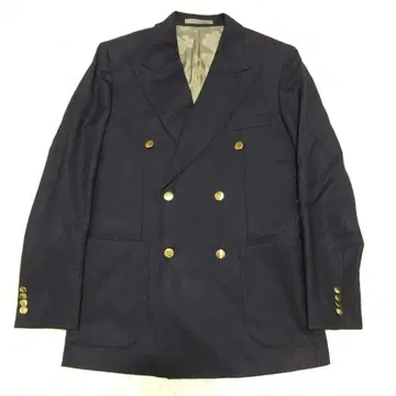 최근 모델 고타이리쿠 더블 테일러드 자켓 네이비 금 버튼 모헤어