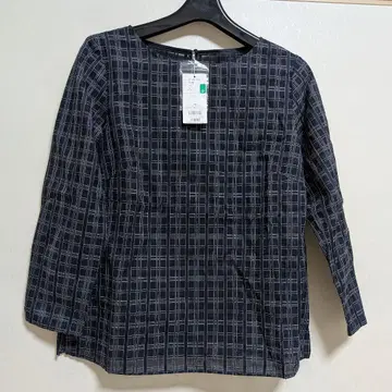 네이비 체크 무늬 긴팔 셔츠 9호