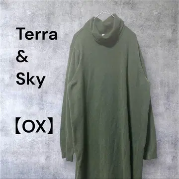 Terra & Sky 니트 원피스 터틀넥 그린 계열 루즈핏