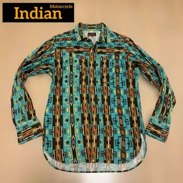 동양 엔터프라이즈 인디언 모터사이클 플란넬 셔츠 터콰이즈