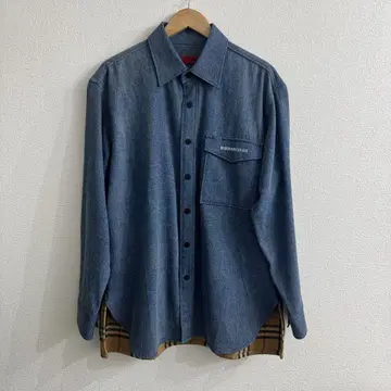 거의 미사용 ATTENTIONROW 데님 자켓 체크 무늬