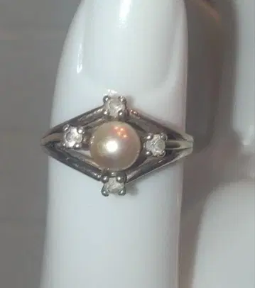 중고 앤티크 펄과 다이아몬드풍 반지 14.5호