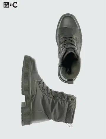 UNIQLO C 패디드 레이스업 부츠 OLIVE
