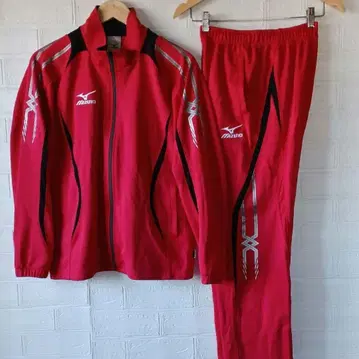 mizuno 미즈노 저지 상하의 셋업 자수 레드 사이즈 S