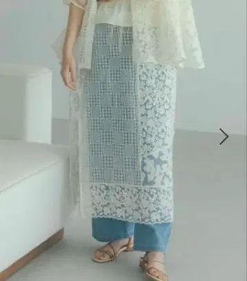 studio clip 레이스 패치워크 스커트 화이트