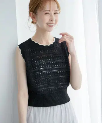 ROPE PICNIC 시스루 편직 테이프얀 크롭 니트 풀오버