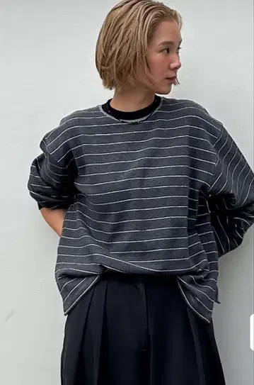todayful Border Long T-shirts 그레이