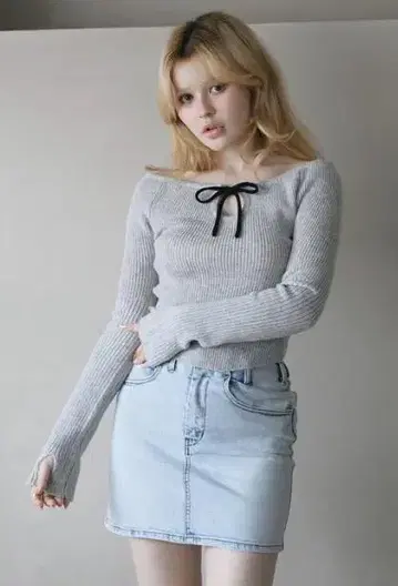 루미네 구매 ANDMARY Sheena knit tops Gray