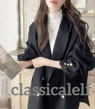 classicalelf 사이드 슬릿 오버 사이즈 더블 자켓