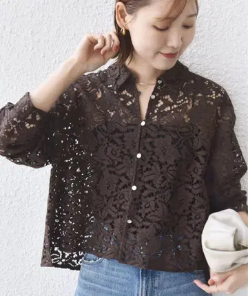 이번 시즌 신상 레이스 셔츠 미사용 18,000엔