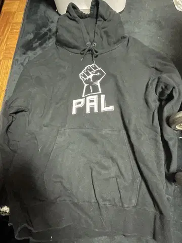 빈티지 PAL 로고 블랙 후드티