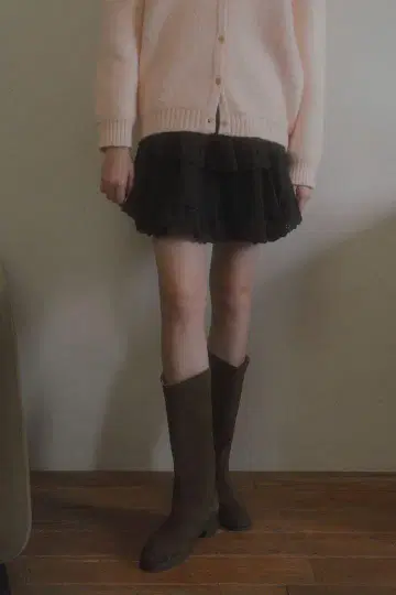WITHOUT SUMMER 오프 레이스 스커트_블랙