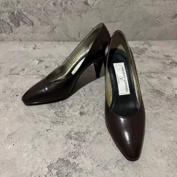 컨디션 최상 발렌티노 가라바니 펌프스 힐 가죽 짙은 브라운