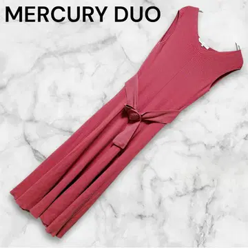 [ MERCURY DUO ] (F) / 리브 플리츠 니트 원피스 핑크