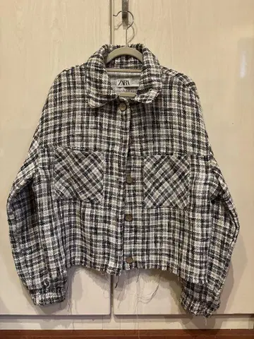 ZARA 체크 무늬 캐주얼 자켓 아우터