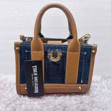 새상품! TRUE RELIGION 미니 토트백 데님/브라운 2way