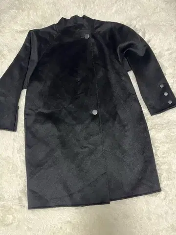 캐시미어 100% moda Regence 블랙 롱 코트 스탠드 카라