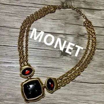 새상품급 MONET 모네 스톤 빅 사이즈 목걸이 골드 컬러 빈티지