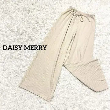 데이지멜리 와이드 팬츠 리브 소재 허리밴딩 리본 끈 릴랙스