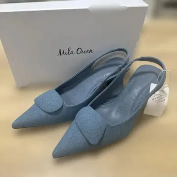 택 포함 새상품 Mila Owen 블루 슬링백 펌프스 24.5cm