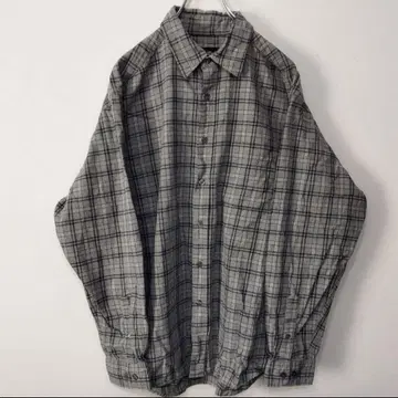 usa 구제 의류 EDDIEBAUER 플란넬 셔츠 L 그레이 네이비 체크
