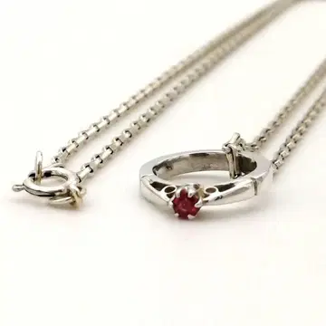 새상품급 아가트 반지 목걸이 색석 silver 각인 핑크