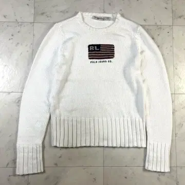 성조기 (M) 랄프 로렌 POLO JEANS 니트 화이트 RL 로고