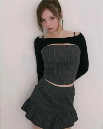 Dany ribbon knit set up Gray