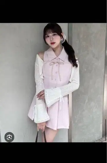 OLIVE des OLIVE 슬리브리스 셔츠 미니 원피스 핑크