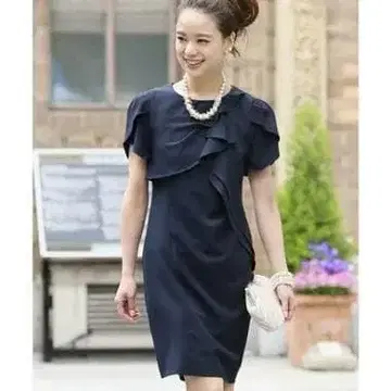 새상품급 풀뷰 원피스 파티 드레스 4L 세레모니 결혼식 네이비