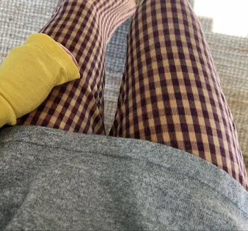 Check print corduroy jersey wide pants