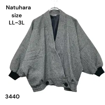 Natuhara 여름 자켓 체크 무늬 LL~3L 빅 아우터