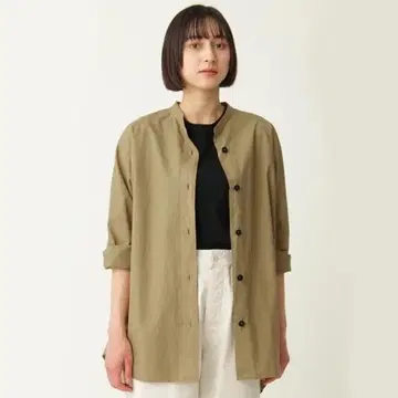 마가렛호웰 MHL. 면린넨 코튼 린넨 스탠드 카라 블라우스