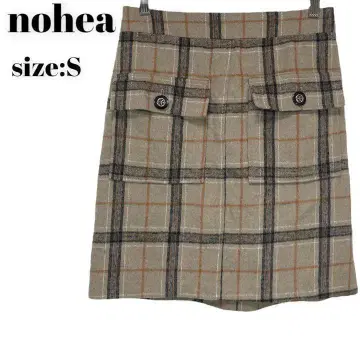nohea 스커트 무릎 기장 체크 S 사이즈 세련되고 귀여운 허리밴딩
