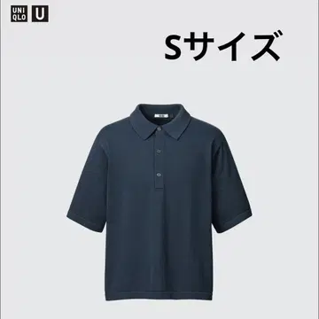 새상품급 UNIQLO U 2024ss 니트 피케 셔츠 S 사이즈 네이비