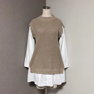 립 서비스 니트 베스트 셔츠 도킹 튜닉