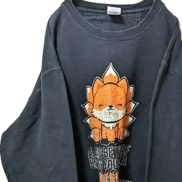 포트앤컴퍼니 여우 맨투맨 블랙 블랙 컬러 L 구제 의류