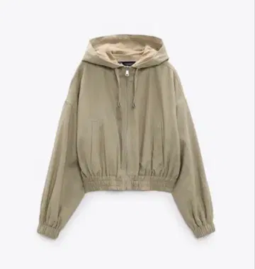 [ 익명 배송 ] ZARA 린넨 블렌드 후드 봄버 자켓