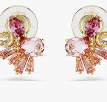 새상품/스와로브스키/핑크 크리스탈 플라워 디자인 귀찌