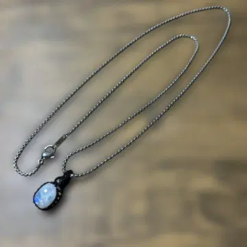 8ct 화이트 래브라도 라이트 레인보우 실러 천연 남성용 목걸이