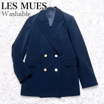 [ 세탁 가능 ] LES MUES 네이비 골드 버튼 더블 테일러드 자켓